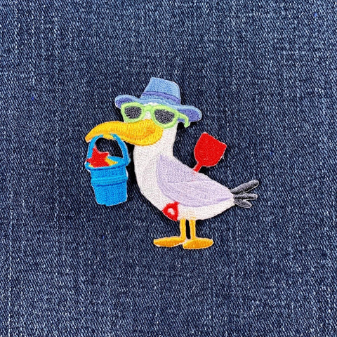 Seagull Applique Patch - Embroidered Beach Bird Badge 2.5" (Iron On)