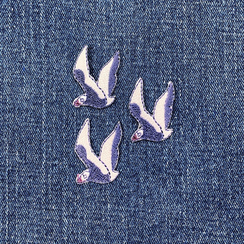 3-Pack Seagull Applique Patch - Mini Embroidered Bird Badge 1-1/8" (Iron On)