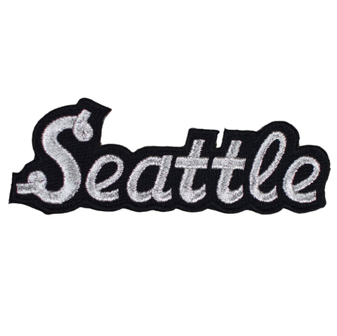 Seattle Patch - Metallic Silver & Black Washington Badge 4.25" (Iron or Sew On)