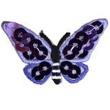 Butterfly Applique Patch - Embroidered Sequin Purple Insect Badge 1-3/8" (Iron On)