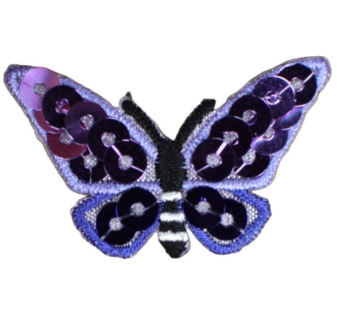 Sequin Butterfly Applique Patch - Purple Bug Badge 1-3/8" (Iron on)