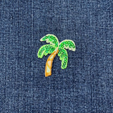 Sequin Palm Tree Applique Patch - Embroidered Beach Badge 1.75" (Iron On)