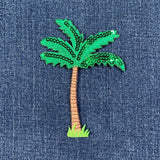 Sequin Palm Tree Applique Patch - Embroidered Beach Badge 3.75" (Iron On)