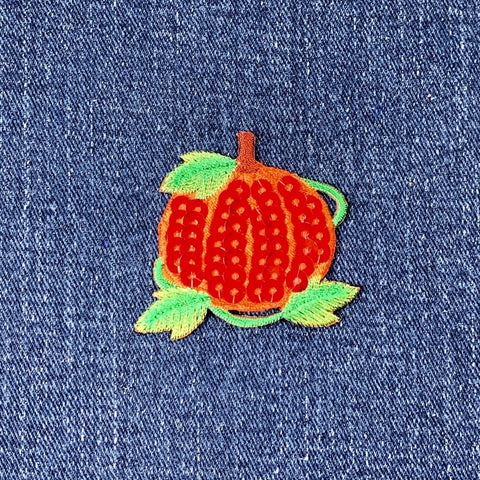 Sequin Pumpkin Applique Patch - Embroidered Autumn Fall Badge 1.75" (Iron Or Sew On)