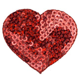 Red sequin heart patch on a white background