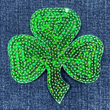 Extra Large Sequin Shamrock Patch - Good Luck Clover St. Patrick's Day Badge 4" (Iron On)