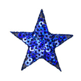 Blue sequin star patch on a white background
