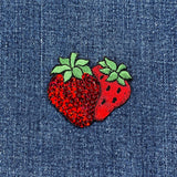 Strawberry Applique Patch - Sequin Embroidered Berry Badge 2-1/8" (Iron On)
