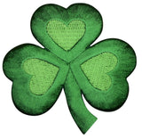 Shamrock Applique Patch - Embroidered Heart Clover Good Luck Badge 2" (Iron On)