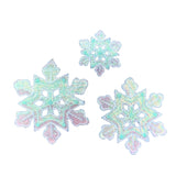 3-Pack Blue Snowflake Applique Patch Set - Shimmery Snow Embroidered Winter Badges (Iron On)