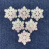 6-Pack Snowflake Applique Patch - Embroidered Iridescent Shimmery Snow Badge 1.25" (Iron On)