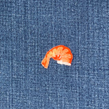 Shrimp Tail Applique Patch - Embroidered Seafood Badge 2" (Iron On)