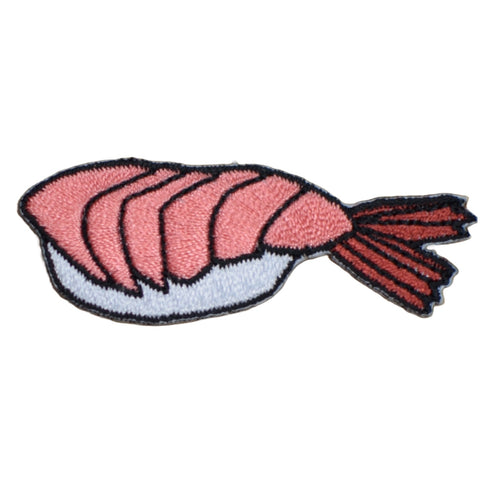 Sushi Applique Patch - Ebi Nigiri Shrimp Rice Food Badge 2" (Iron Or Sew On)