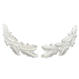 Scrambled Eggs Patch Set - Silver Military Cap Captain Hat Embroidered Oak Leaves 3.75" (Iron On)