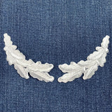 Scrambled Eggs Patch Set - Silver Military Cap Captain Hat Embroidered Oak Leaves 3.75" (Iron On)