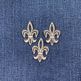 Silver & Black Fleur De Lis Applique Patch - Embroidered Saints Badge 1.5" (Iron On)