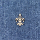 Silver & Black Fleur De Lis Applique Patch - Embroidered Saints Badge 1.5" (Iron On)