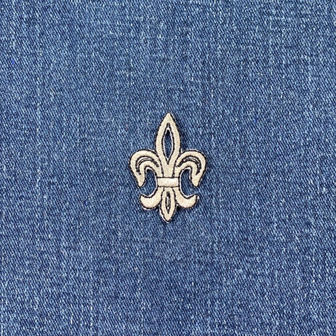 Silver & Black Fleur De Lis Applique Patch - Embroidered Saints Badge 1.5" (Iron On)