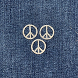 3-Pack Peace Sign Applique Patch - Mini Metallic Silver Embroidered Badge 1" (Iron On)