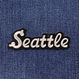 Seattle Patch - Embroidered Script Black & White Badge 4.25" (Iron Or Sew On)