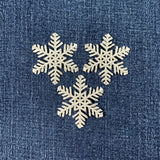 Snowflake Applique Patch - Snow, Metallic Silver, Winter 1.75" (3-Pack, Iron on)