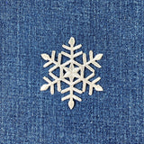 Silver Snowflake Applique Patch - Embroidered Snow Winter Metallic Silver Badge 2.25" (Iron On)