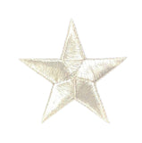 Silver Star Applique Patch - Metallic Thread Embroidered Badge 2.25" (Iron On)