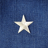 Silver Star Applique Patch - Metallic Thread Embroidered Badge 2.25" (Iron On)