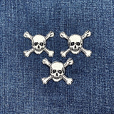 3-Pack Skull & Crossbones Applique Patch - Embroidered Halloween Skeleton Badge 1.5" (Iron On)