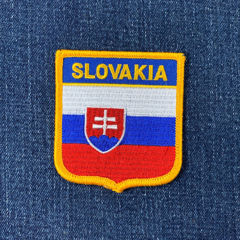 Slovakia Patch - Embroidered Flag Shield Badge 2.75" (Iron Or Sew On)
