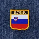 Slovenia flag patch on a denim background