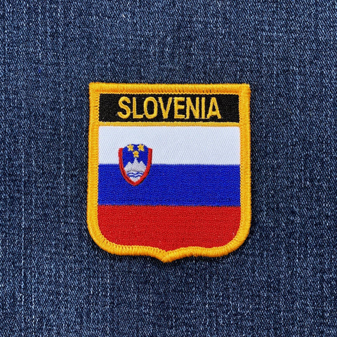 Slovenia flag patch on a denim background