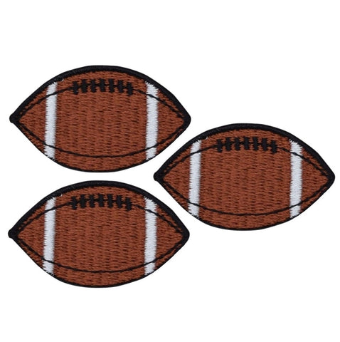 Small Football Applique Patch - Embroidered Sports Badge 1-5/8" (3-Pack, Iron on)