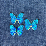 3-Pack Butterfly Applique Patch - Embroidered Sequin Insect Badge 1.5" (Iron On)