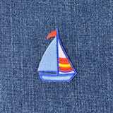 Sailboat Applique Patch - Embroidered Sailing Nautical Sail Boat Badge 2" (Iron On)