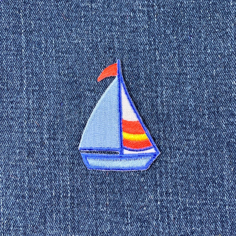 Sailboat Applique Patch - Embroidered Sailing Nautical Sail Boat Badge 2" (Iron On)