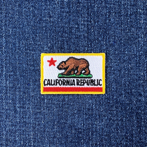California Republic patch on denim fabric