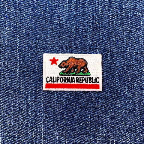 California Republic flag patch on blue denim fabric