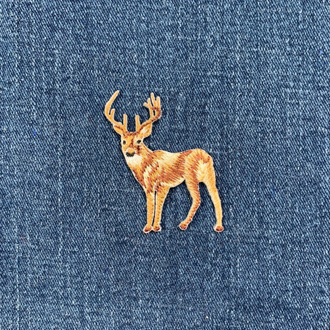 Deer Applique Patch - Small Embroidered Buck Animal Badge 2" (Iron On)