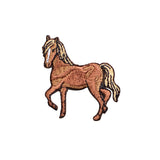 Embroidered patch of a horse on a white background