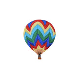 Colorful hot air balloon patch on a white background