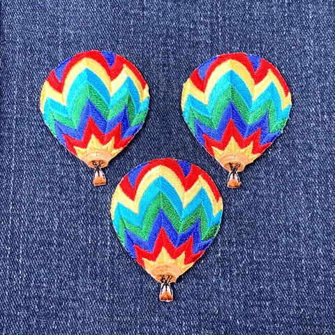 3-Pack Hot Air Balloon Applique Patch - Embroidered Chevron Aircraft Badge 2" (Iron On)
