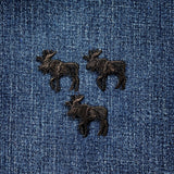 3-Pack Black Moose Applique Patch - Mini Embroidered Animal Badge 1.25" (Iron On)