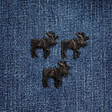 3-Pack Black Moose Applique Patch - Mini Embroidered Animal Badge 1.25" (Iron On)