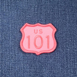 Highway Sign US 101 Patch - Pink California Oregon Washington Embroidered Badge 2.25" (Iron Or Sew On)