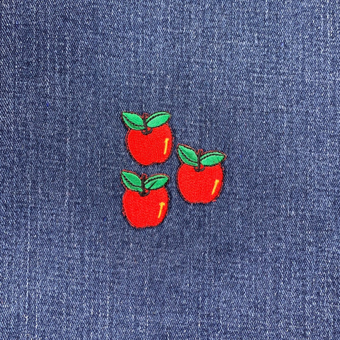 3-Pack Apple Applique Patch - Mini Embroidered Fruit Badge 1" (Iron On)