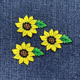 3-Pack Sunflower Applique Patch - Embroidered Flower Badge 1-5/8" (Iron On)
