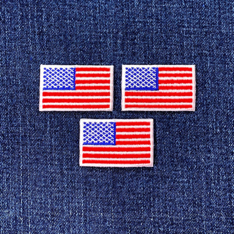 3-Pack American Flag Patch - Embroidered USA United States Of America Badge 1-5/8" (Iron On)