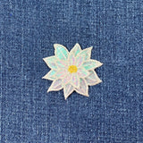 Poinsettia Applique Patch - Small Embroidered Layered Christmas Flower Badge 1.75" (Iron On)