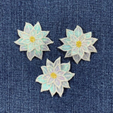 3-Pack Red Poinsettia Applique Patch - Embroidered Layered Christmas Flower Badge 1.75" (Iron On)